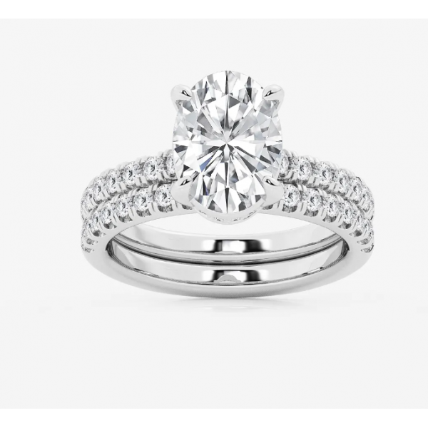 3.77 CTW Oval Lab-Grown Diamond Hidden Halo Bridal Set – 3 CT Center