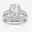 Step-Cut Rectangular Lab Diamond Bridal Set in 14K White Gold – 4.00 Total Carat Weight IGI Verified 3.00 CT Center · Precision Accent Diamonds