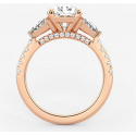 Round Lab Grown Diamond Three-Stone Bridal Set in 14K Rose Gold – 3.26 Total Carat Weight IGI Certified 2.00 CT Center · Multi-Diamond Accent Design