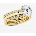 3.49 CTW Round Lab-Grown Diamond Double Band Bridal Set – 3 CT Center | 14K Yellow Gold