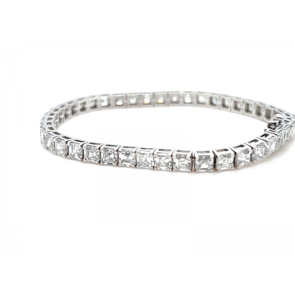 14K White Gold Asscher-Cut Lab Diamond Tennis Bracelet – 10.63 CTW