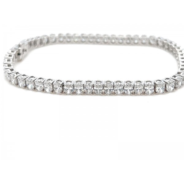 14K White Gold Oval Lab Diamond Tennis Bracelet – 7.54 CTW