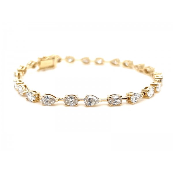 14K Yellow Gold Oval & Pear Lab Diamond Alternating Tennis Bracelet – 6.27 CTW